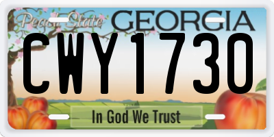 GA license plate CWY1730