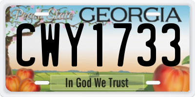 GA license plate CWY1733