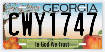 GA license plate CWY1747