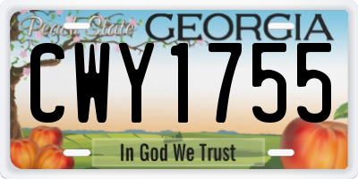 GA license plate CWY1755
