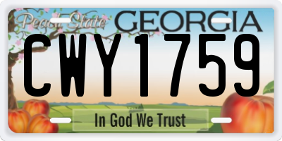 GA license plate CWY1759