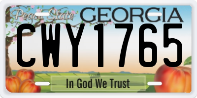GA license plate CWY1765