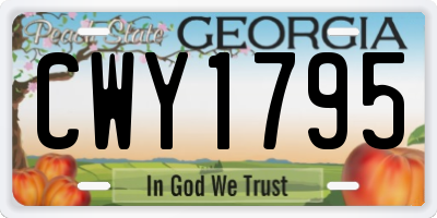 GA license plate CWY1795
