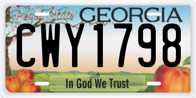 GA license plate CWY1798