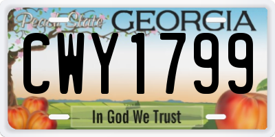 GA license plate CWY1799