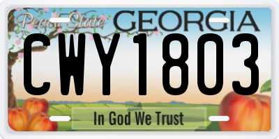 GA license plate CWY1803