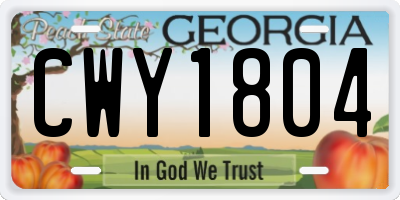 GA license plate CWY1804