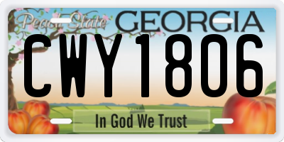 GA license plate CWY1806