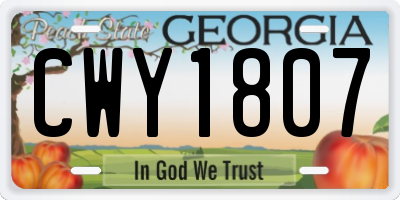 GA license plate CWY1807