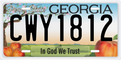 GA license plate CWY1812