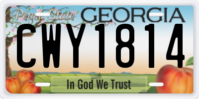 GA license plate CWY1814
