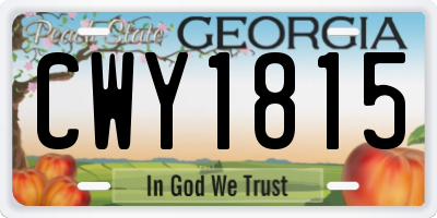 GA license plate CWY1815