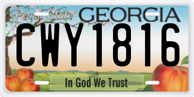GA license plate CWY1816