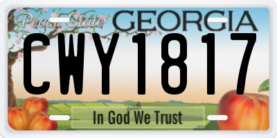 GA license plate CWY1817