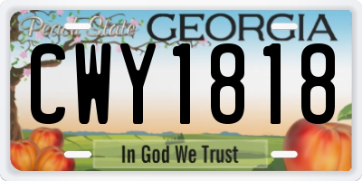 GA license plate CWY1818