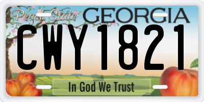 GA license plate CWY1821
