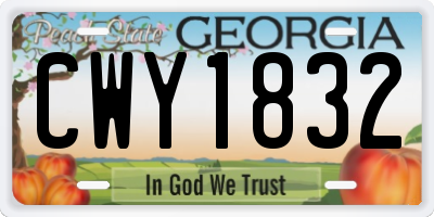 GA license plate CWY1832
