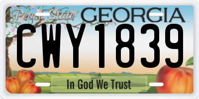 GA license plate CWY1839