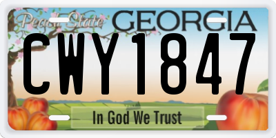 GA license plate CWY1847