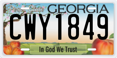 GA license plate CWY1849