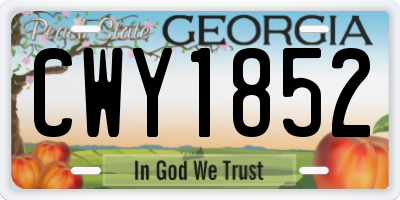 GA license plate CWY1852