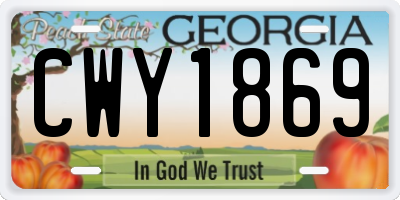 GA license plate CWY1869
