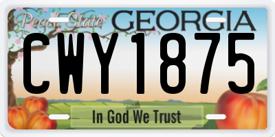 GA license plate CWY1875