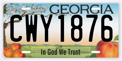 GA license plate CWY1876