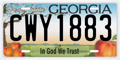 GA license plate CWY1883