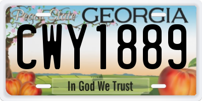 GA license plate CWY1889