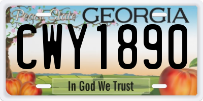 GA license plate CWY1890