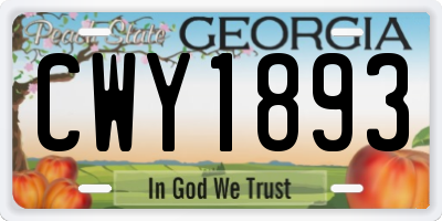 GA license plate CWY1893