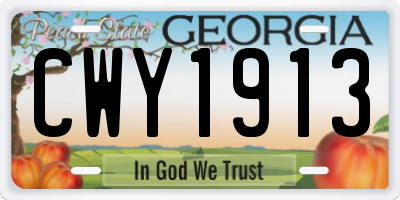 GA license plate CWY1913