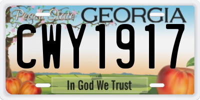 GA license plate CWY1917