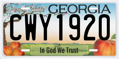 GA license plate CWY1920