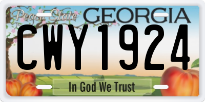 GA license plate CWY1924