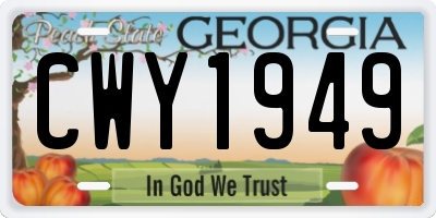 GA license plate CWY1949
