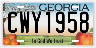 GA license plate CWY1958