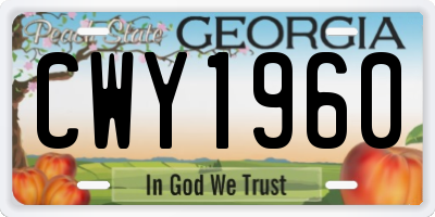 GA license plate CWY1960