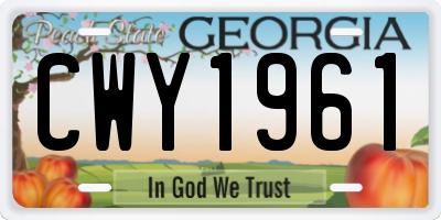 GA license plate CWY1961