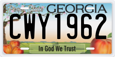 GA license plate CWY1962