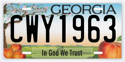 GA license plate CWY1963