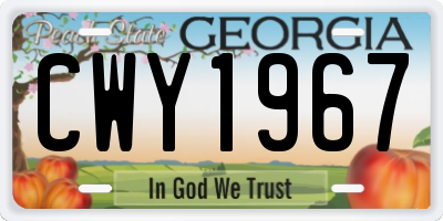 GA license plate CWY1967