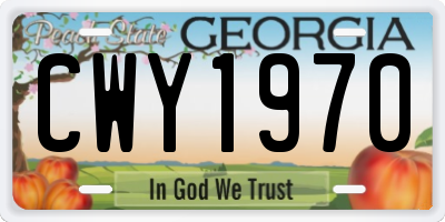 GA license plate CWY1970
