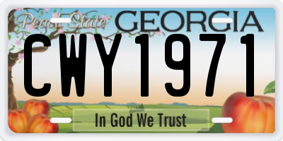 GA license plate CWY1971