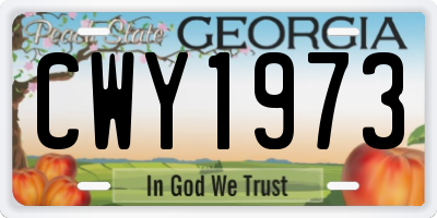 GA license plate CWY1973