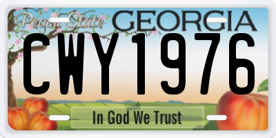 GA license plate CWY1976