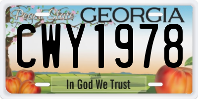 GA license plate CWY1978