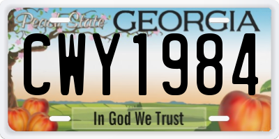 GA license plate CWY1984