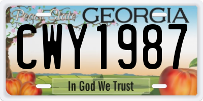 GA license plate CWY1987